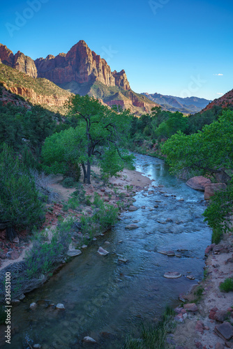 the watchman from parus trail in zion national park, usa