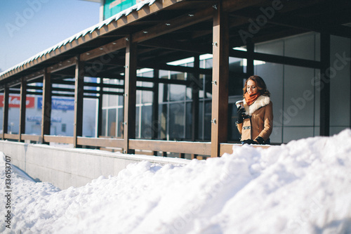 Wallpaper Mural beautiful fashionable girl in winter Torontodigital.ca