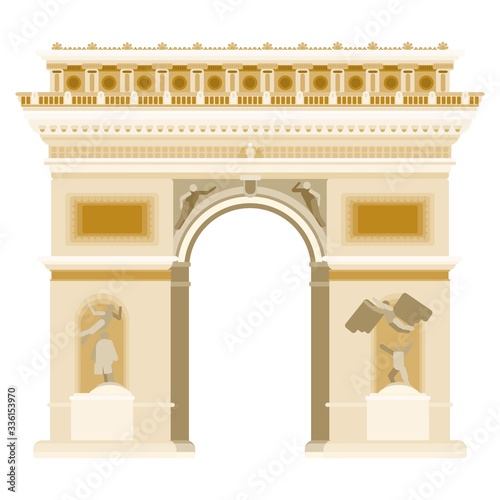 Canvas Print triumphal arch in paris gate monument. flat style