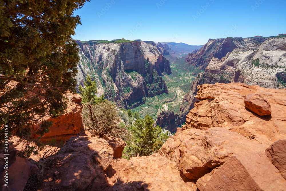 hiking the observation point trail in zion national park, usa