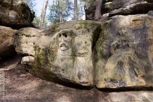 Monument sandstone sculptures from 19th century in northern Bohemia, Libechov, Czech Republic photo