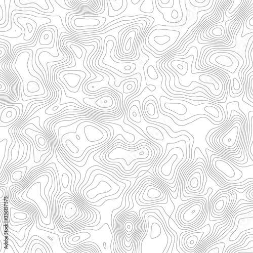 Vector contour topographic map on white background.