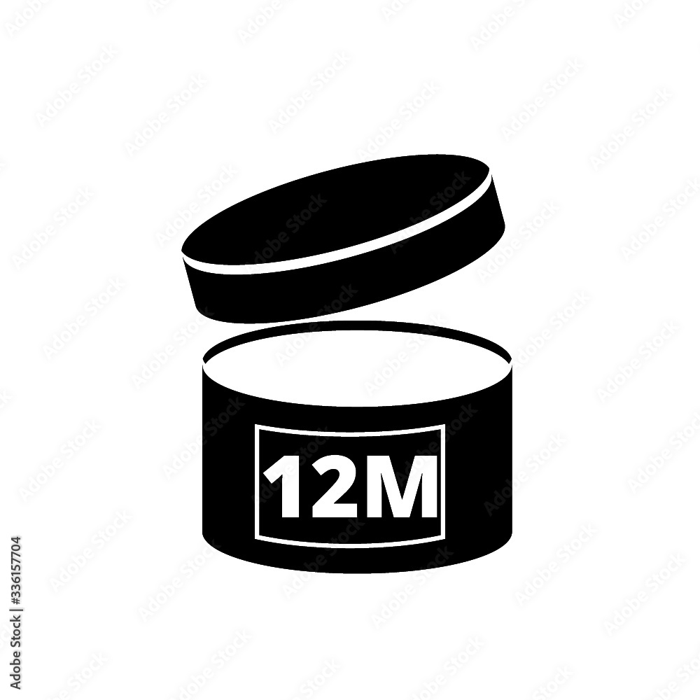 Period After Opening Symbol. Expiration date after opening the package icon on white isolated background Period After Opening Symbol. Expiration date after opening the package icon on white isolated background