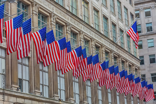 American Flags Manhattan Landmarks New York City USA