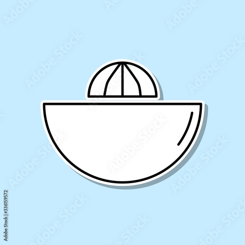 Lemon squeezer sticker icon. Simple thin line, outline vector of kitchen icons for ui and ux, website or mobile application