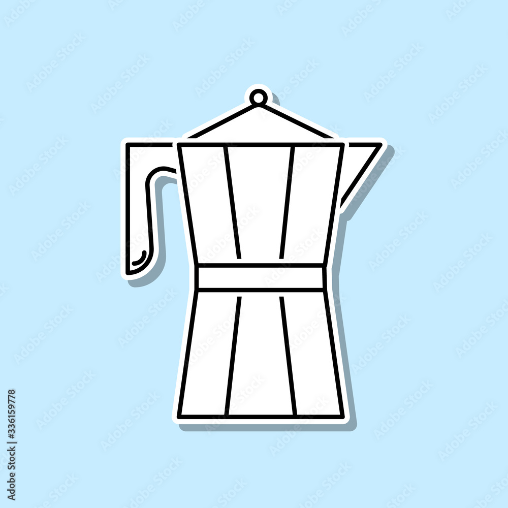Coffee maker sticker icon. Simple thin line, outline vector of kitchen icons for ui and ux, website or mobile application Coffee maker sticker icon. Simple thin line, outline vector of kitchen icons for ui and ux, website or mobile application
