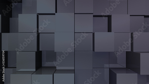 Fototapeta Naklejka Na Ścianę i Meble -  Geometric Box Block Wall Bump 3D illustration abstract background
