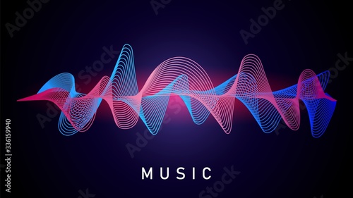 Sound wave. Music recording, audio equalizer. Technical designation of recorded voice, musical converter vector element. Sound music wave, audio recording equalizer illustration