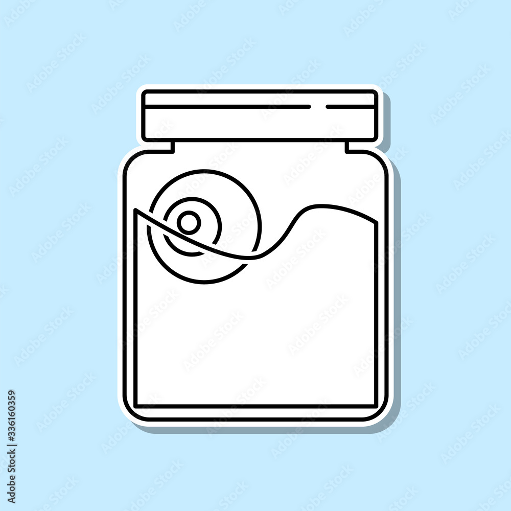 Halloween spooky embalmed eyes in glass jar sticker icon. Simple thin line, outline vector of halloween icons for ui and ux, website or mobile application Halloween spooky embalmed eyes in glass jar sticker icon. Simple thin line, outline vector of halloween icons for ui and ux, website or mobile application