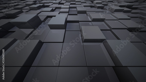 Geometric Box Block Wall Bump 3D illustration abstract background 