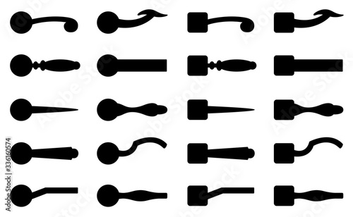 Collection of different door knobs isolated on white