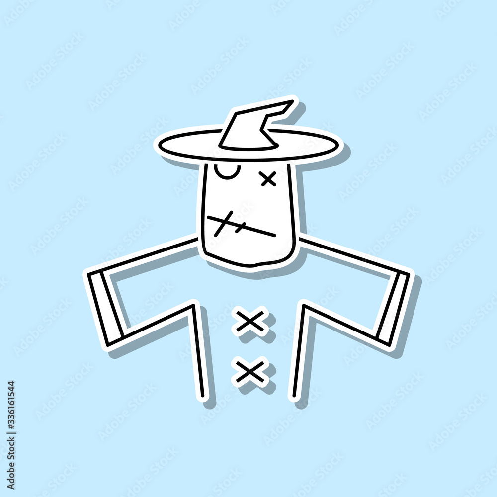Scarecrow halloween sticker icon. Simple thin line, outline vector of halloween icons for ui and ux, website or mobile application Scarecrow halloween sticker icon. Simple thin line, outline vector of halloween icons for ui and ux, website or mobile application