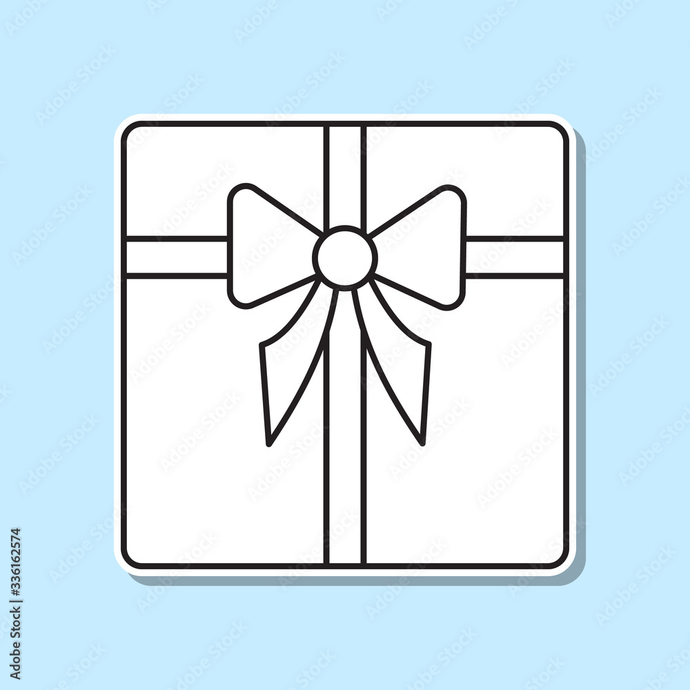 Gift box present sticker icon. Simple thin line, outline vector of party icons for ui and ux, website or mobile application Gift box present sticker icon. Simple thin line, outline vector of party icons for ui and ux, website or mobile application