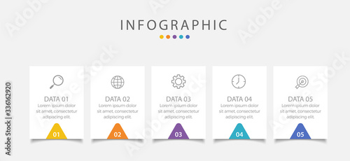 Business infographic element with 5 options, steps, number vector template design
