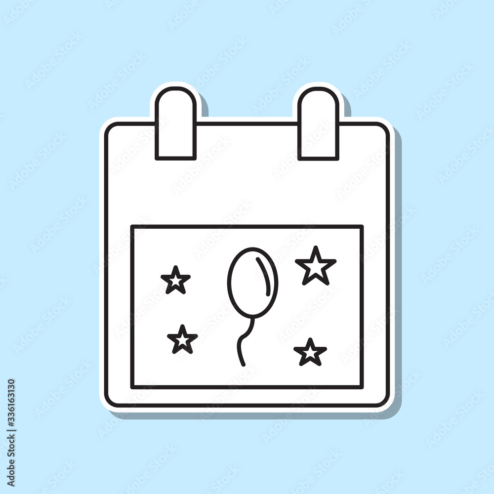 Calendar party sticker icon. Simple thin line, outline vector of party icons for ui and ux, website or mobile application Calendar party sticker icon. Simple thin line, outline vector of party icons for ui and ux, website or mobile application
