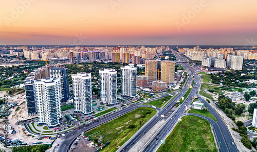 Aerial view of Osokorky neighbourhood in Kiev, Ukraine