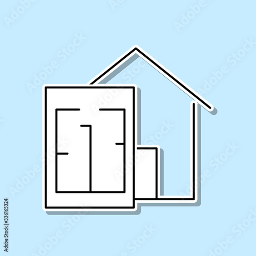 Area square and house sticker icon. Simple thin line, outline vector of real estate icons for ui and ux, website or mobile application