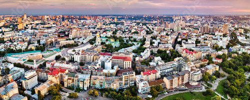 Aerial panorama of the old town of Kiev, the capital of Ukraine