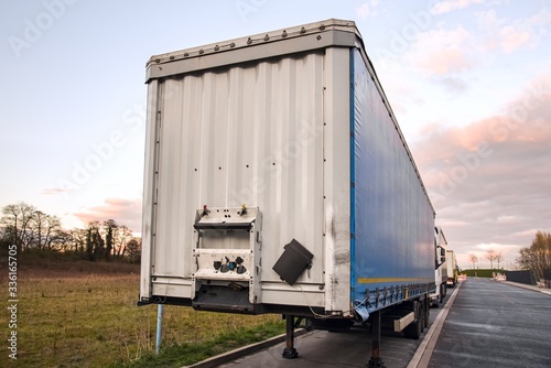 Truck trailer. Waiting to download the item. transport delivery