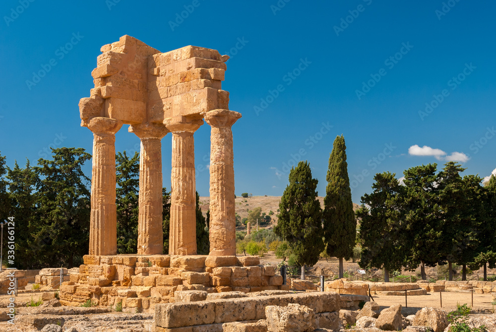 The temple of Dioscuri in the Valley of the Temples of Agrigento (Sicily, Italy)