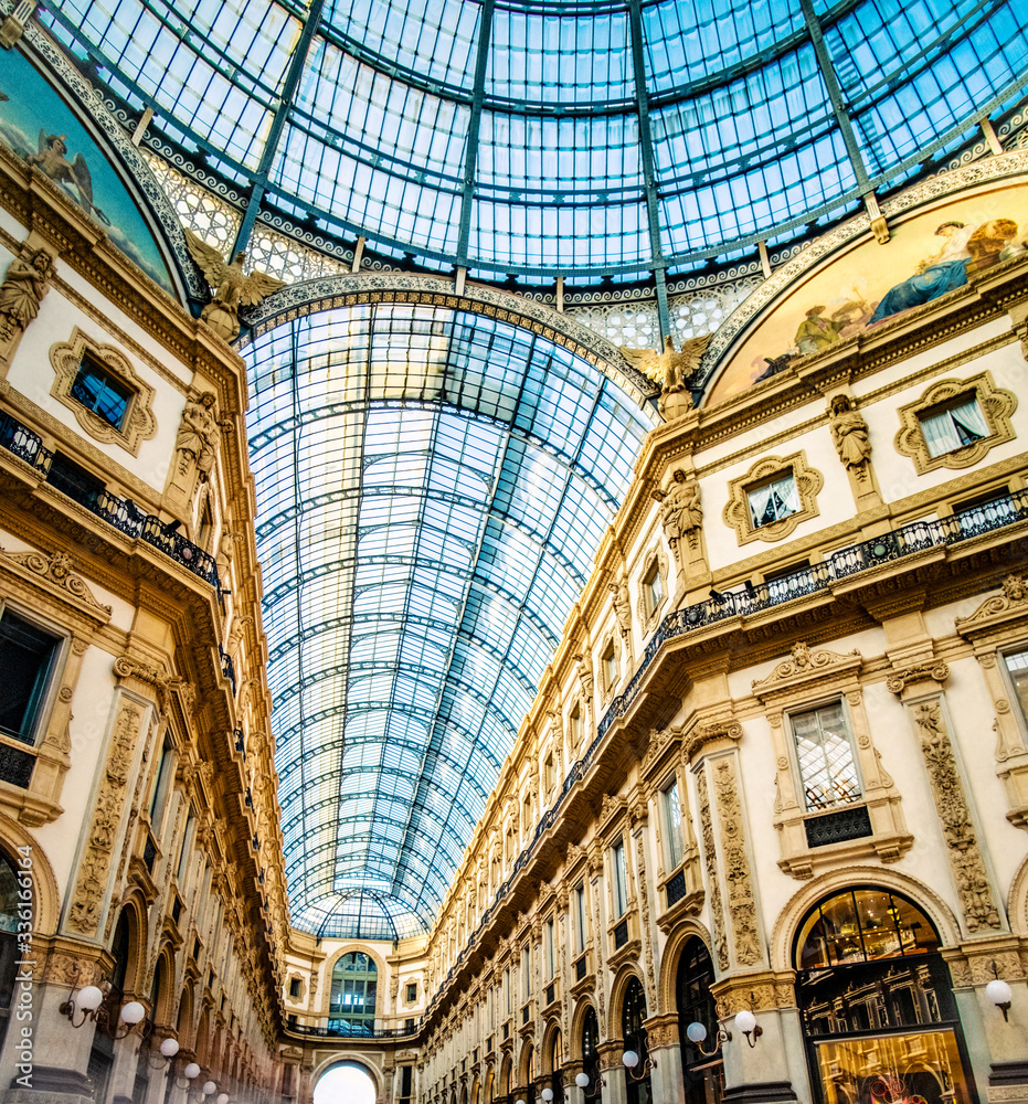 Glass arcade of luxury Milan Gallery