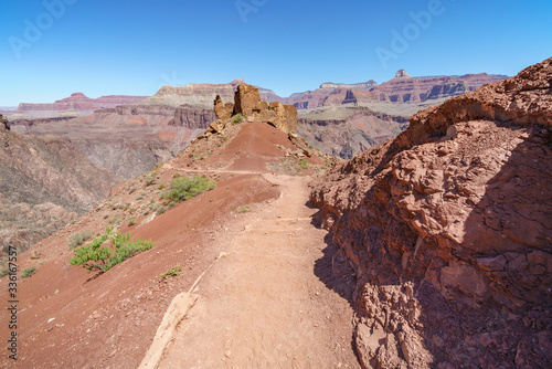 hiking the south kaibab trail in grand canyon national park, arizona, usa photo