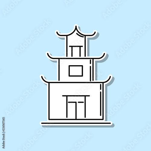 Dharmachakra, wheel of dharma sticker icon. Simple thin line, outline vector of religion icons for ui and ux, website or mobile application