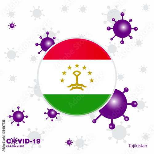 Pray For Tajikistan. COVID-19 Coronavirus Typography Flag. Stay home, Stay Healthy photo