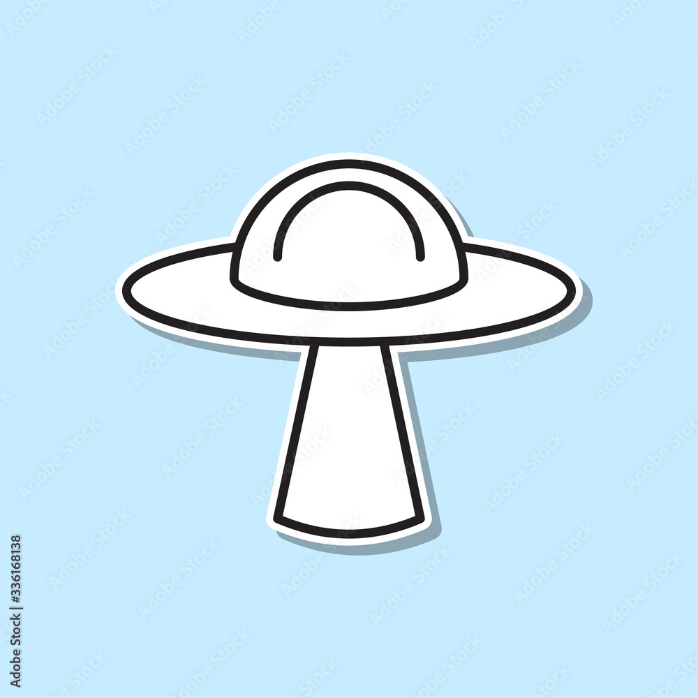 Space aliens. Ufo sticker icon. Simple thin line, outline vector of space icons for ui and ux, website or mobile application Space aliens. Ufo sticker icon. Simple thin line, outline vector of space icons for ui and ux, website or mobile application