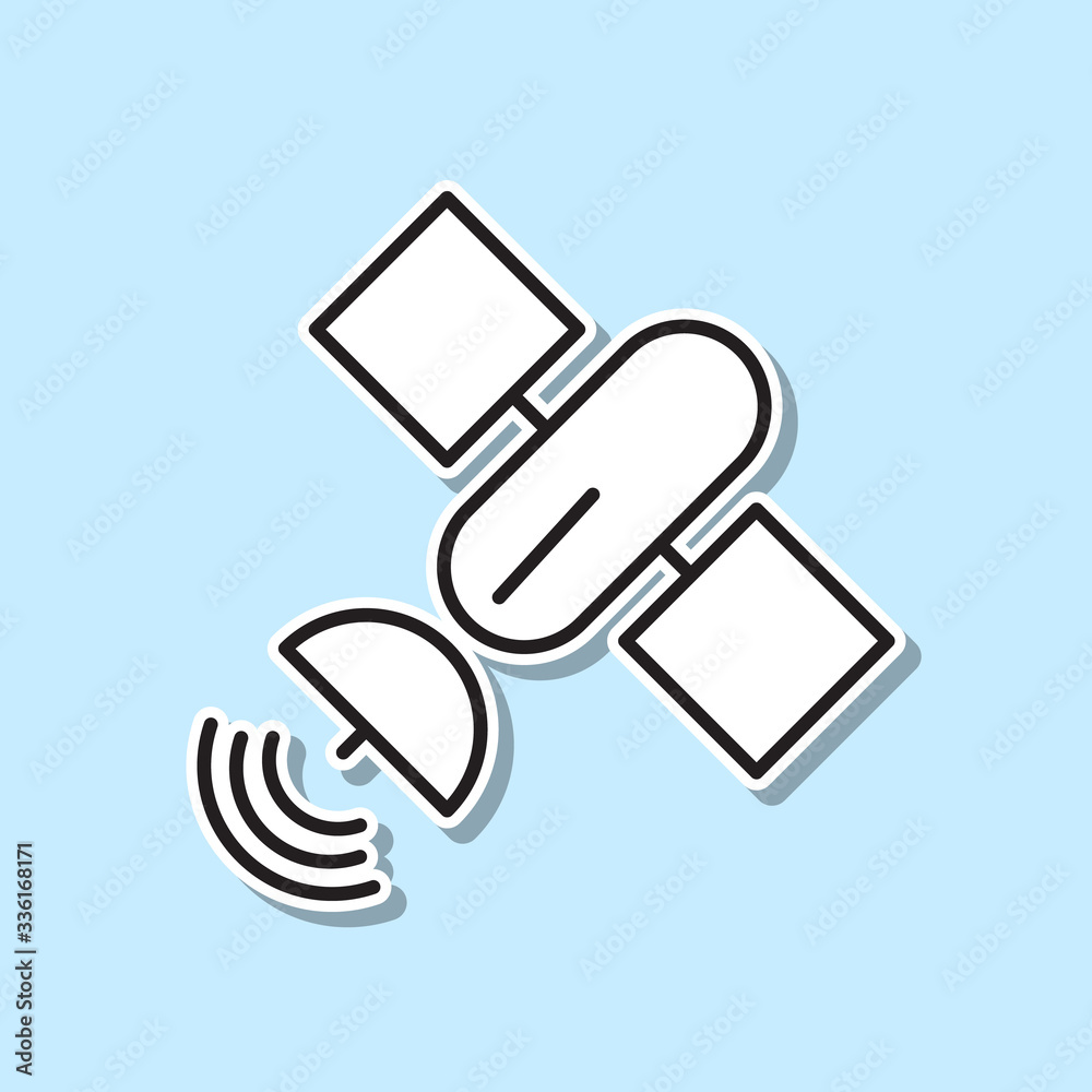 Satellite sticker icon. Simple thin line, outline vector of space icons for ui and ux, website or mobile application Satellite sticker icon. Simple thin line, outline vector of space icons for ui and ux, website or mobile application