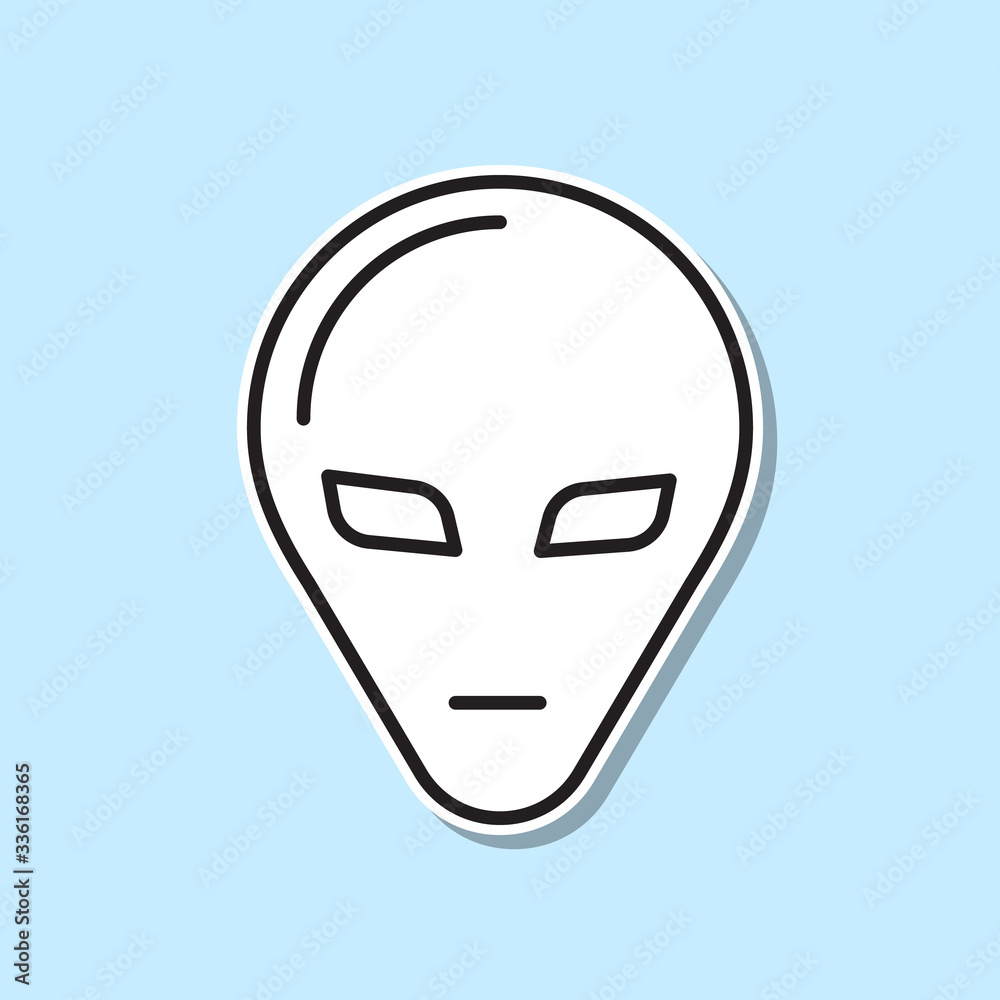 Alien head sticker icon. Simple thin line, outline vector of space icons for ui and ux, website or mobile application Alien head sticker icon. Simple thin line, outline vector of space icons for ui and ux, website or mobile application