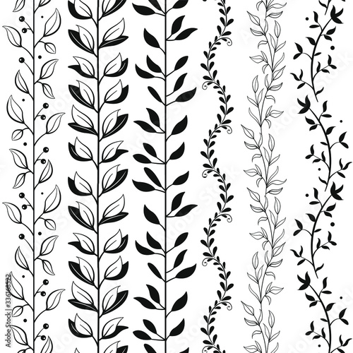 Set of abstract floral borders; vector illustration.