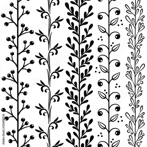 Set of abstract floral borders; vector illustration.