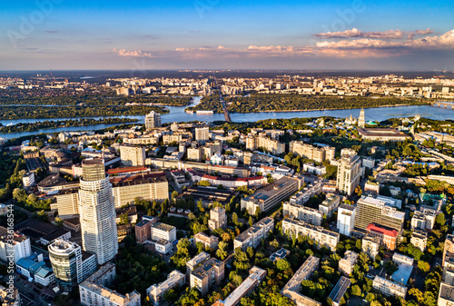 Aerial view of Pechersk, a central neighborhood of Kiev, the capital of Ukraine