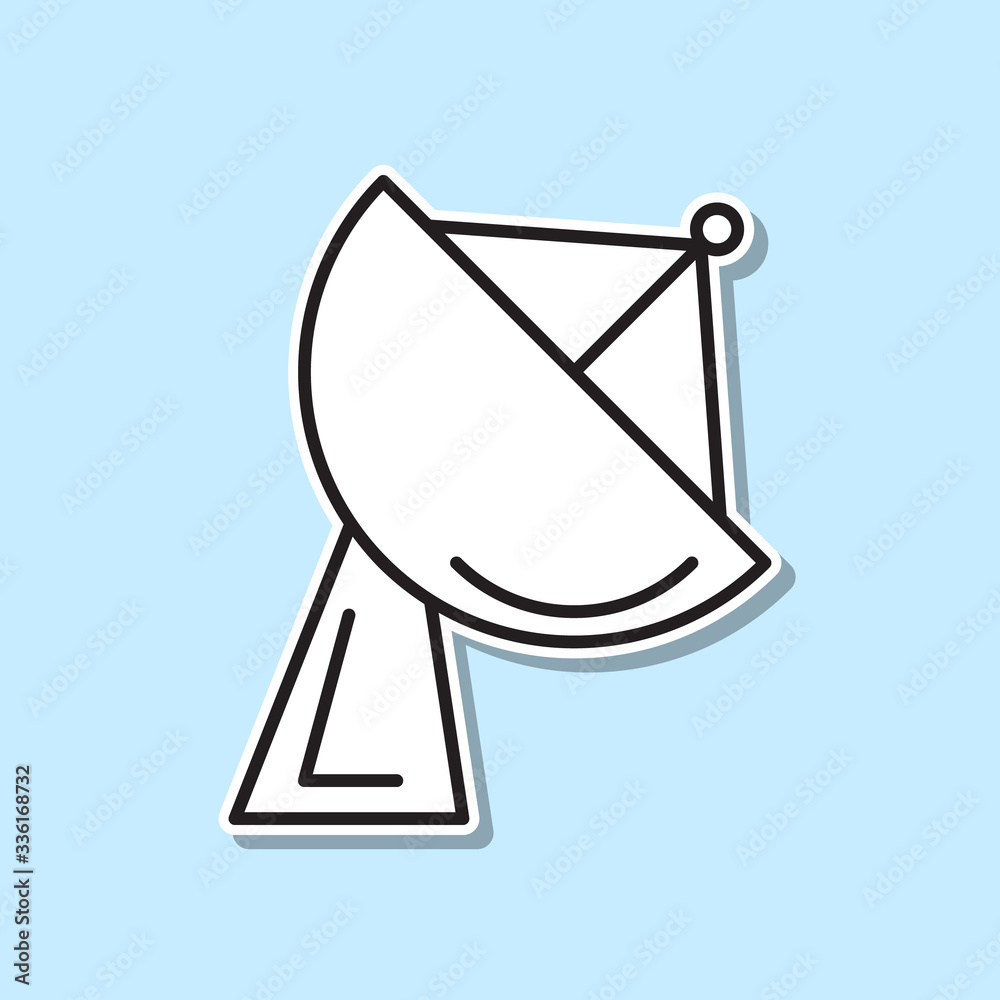 Satellite dish sticker icon. Simple thin line, outline vector of space icons for ui and ux, website or mobile application Satellite dish sticker icon. Simple thin line, outline vector of space icons for ui and ux, website or mobile application
