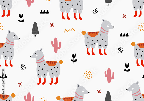 Llama baby cartoon pattern.