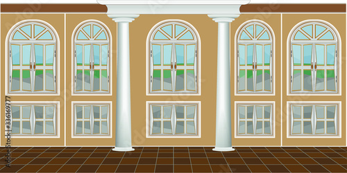 interior of a spacious living room with large unfurnished windows