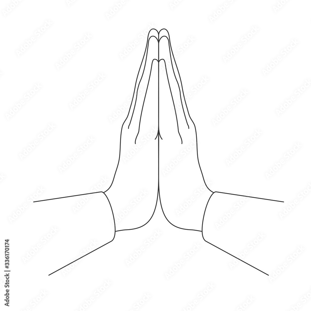 Mudra Namaste. Hands folded in a welcome gesture. Vector illustration ...