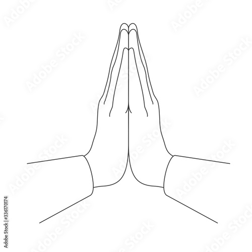 Mudra Namaste. Hands folded in a welcome gesture. Vector illustration