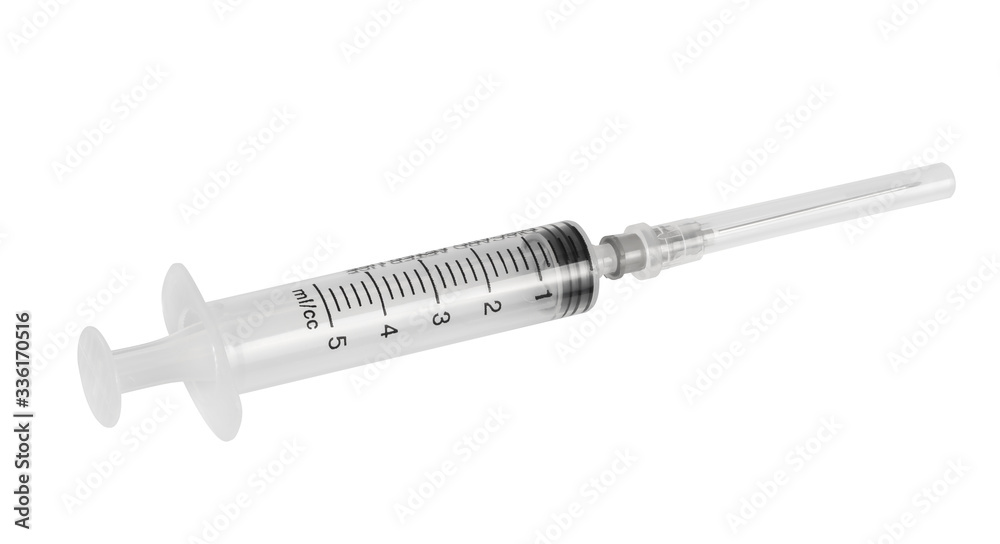 disposable syringe isolated on white