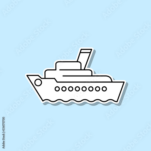 cruise ship liner sticker icon. Simple thin line, outline vector of Turizm icons for ui and ux, website or mobile application on blue background