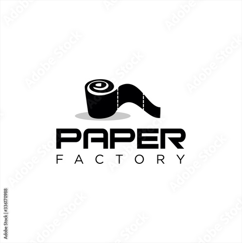 Abstract Paper Roll Logo Design silhouette Black Vector Stock Illustration	