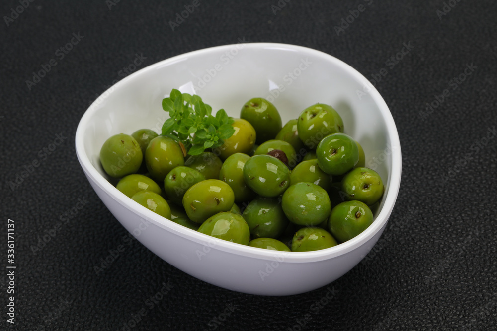 Green Campo Real olives in the bowl Green Campo Real olives in the bowl