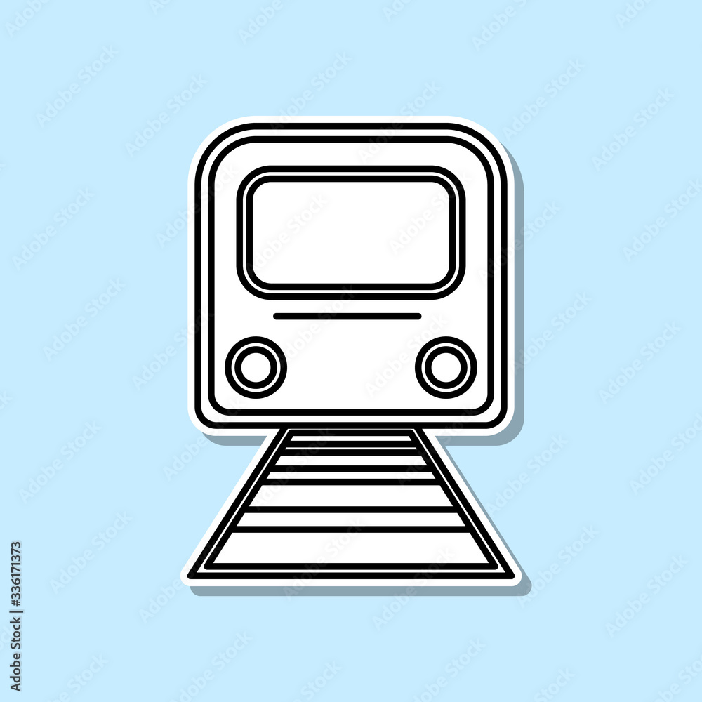 Naklejka premium Train sticker icon. Simple thin line, outline vector of Turizm icons for ui and ux, website or mobile application on blue background