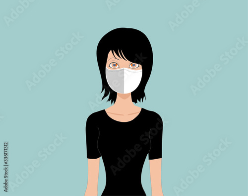 Portrait of young woman wearing face medical mask 