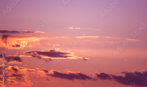 Beautiful sunset. Red-purple sky of the setting sun