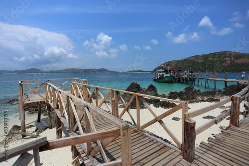 Wooden bridges and port of Ko Kham at Sattahip  Chon Buri  Thailand