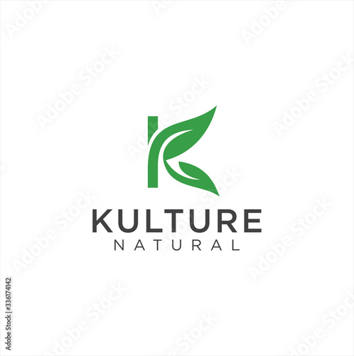 Letter K Leaf Logo Natural Organic icon vector Stock Illustration