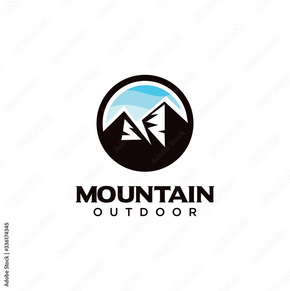 Alpine Mountain Adventure logo . Mountain Outdoor Logo Design ,Hiking, Camping, Expedition And Outdoor Adventure. Exploring Nature