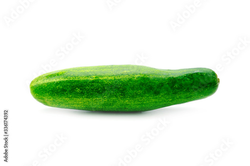 Fresh green cucumber vegetables organic food isolated on white background.